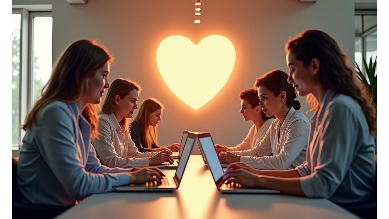 Ilustracja przedstawiająca zespół moderatorów pracujących razem, symbolizująca transparentność i wsparcie.
